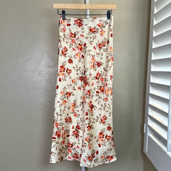 Lost + Wander Floral Midi Skirt - Cream and Red - Picture 4 of 8